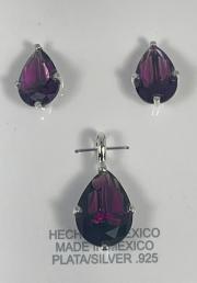 6667 - Set aretes y dije gota morado