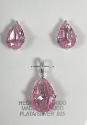 6668 - Set aretes y dije gota rosa