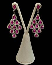 7370 - Arete largo rosa 10 piedras